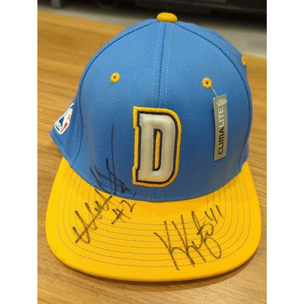 Signed NBA Denver Nuggets‎ S/M Hat Adidas Kosta Koufus #41, Timothy Mozgov #25